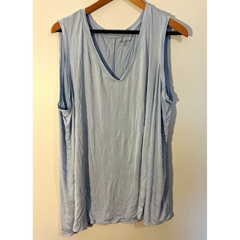Lane Bryant Women’s Blue Solid V-Neck Swing Tank Top Plus Size 26/28